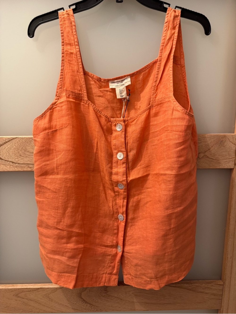 Christian Siriano Orange Linen Button-Front Camisole - Picture 2 of 3